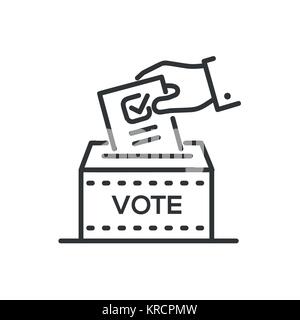 Ballot box - line design single isolated icon Stock Vector