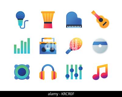 Music - set of flat design style icons Stock Vector