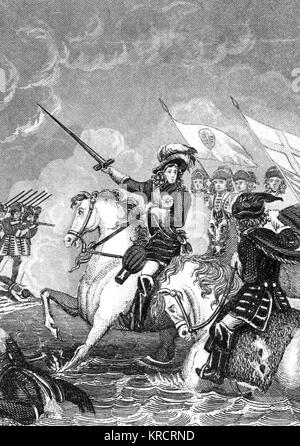 BATTLE OF THE BOYNE 1 July 1690. William III of Orange leads his ...