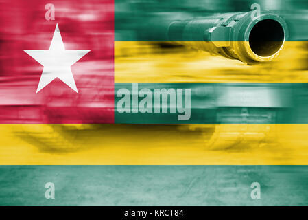 military strength theme, motion blur tank with Togo flag Stock Photo