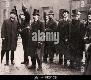 Winston Churchill in Sidney Street, East London Stock Photo