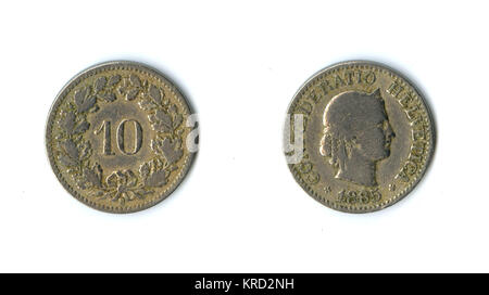 Swiss Confederation coin, 10 Rappen Stock Photo