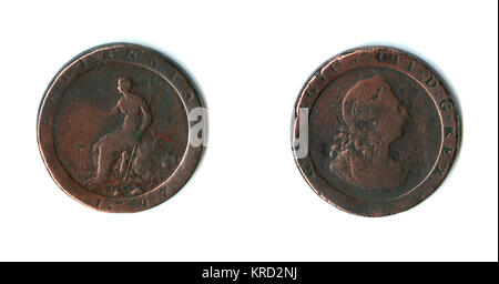British coin, George III copper penny Stock Photo