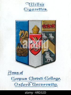 The arms of Corpus Christi College, Oxford University Stock Photo