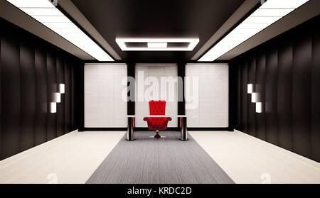 Office interior with red chair and table 3d Stock Photo