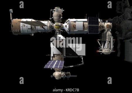 Russian Orbital Segment - post Nauka launch (3D rendering) Stock Photo