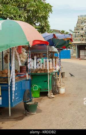 Coconut milk vendor stalls in street in Trincomalee, Sri Lanka Stock Photo