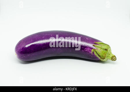 Eggplant (Solanum melongena), or aubergine isolated on white background, also known as brinjal Stock Photo