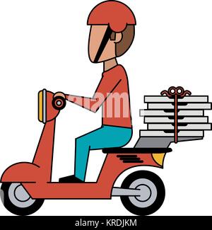Courier on scooter cartoon Stock Vector