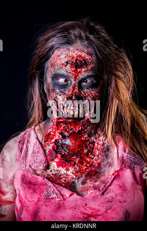 Cross-eyed Zombie girl Stock Photo