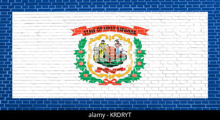 Flag of West Virginia, brick wall texture backdrop Stock Photo