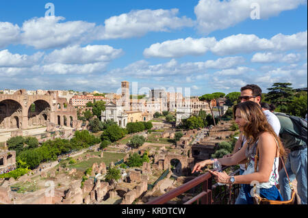 Rome Forum. View from the Palatine Hill over the ancient ruins of the Roman Forum, Rome, Italy Stock Photo