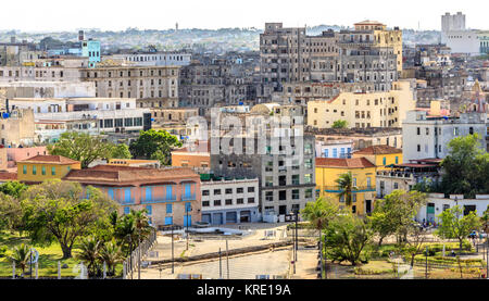 View to Malecon street and old city center, Havana, Cuba Stock Photo