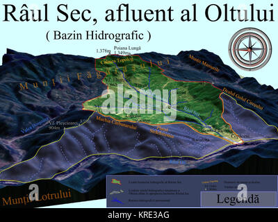 Specifically Soar onion Harta 3D pentru Bazinul hidrografic al Raului Sec, afluent al Oltului Stock  Photo - Alamy