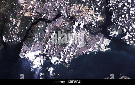 Satellite image of Singapore (Landsat 7) - 20000428 Stock Photo