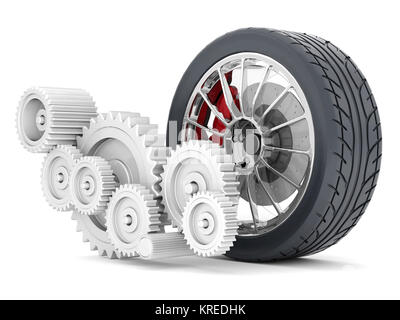 Black sports wheel on a white background Stock Photo