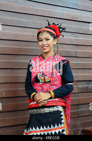 Smiling Kadazan Dusun girl in traditional costume Stock Photo ...