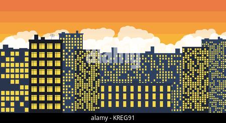 Sunset Over The City. Vector Stock Vector