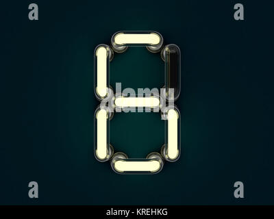 Neon tube number on dark background. 3D rendering Stock Photo