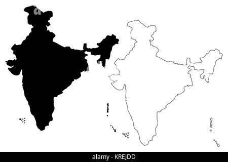 India map vector illustration, scribble sketch Republic of India Stock ...