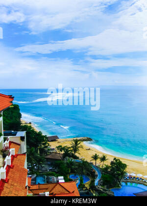 Bali, Indonesia - December 30, 2008: The beach of ocean and Nusa Stock Photo