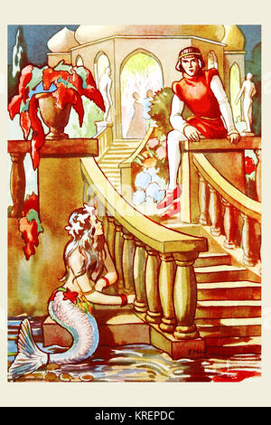 'Book illustration to the tale, The Little Mermaid, by Hans Christian Andersen from the book; Hans Andersen's Fairy Tales Bookano Series. London: Strand Publications.' Stock Photo