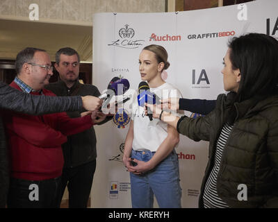 Former Romanian artistic gymnast, Sandra Raluca Izbaşa, giving an ...