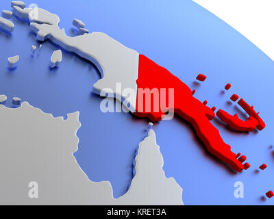 Papua New Guinea on world map Stock Photo