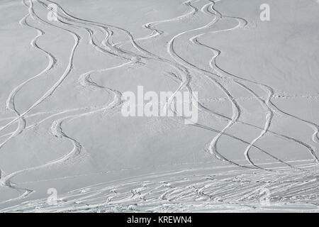 Ski Slope with Fresh Curves Stock Photo