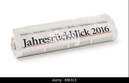 Zeitungsrolle mit der Überschrift Jahresrückblick 2016