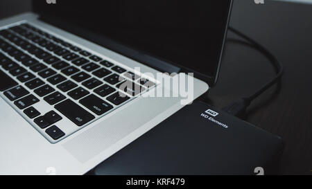 Macbook Pro with WD Elements Stock Photo