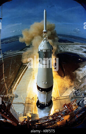 Apollo 11 liftoff from launch tower camera Stock Photo