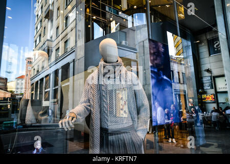 Milan, Italy - September 24, 2017:  Hugo Boss store in Milan. Fashion week shopping Stock Photo