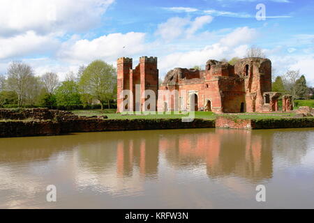 View of Kirby Muxloe Castle, Leicestershire, an unfinished 15th century fortified manor house. Stock Photo