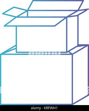 cardboard box stacked in degraded blue to purple color contour Stock Vector