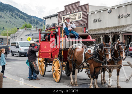 Unique Castagno Outfitters carriage, Jackson Hole, Jackson, Wyoming,  USA Stock Photo