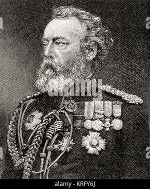 Brigadier General Robert James Loyd-Lindsay, 1st Baron Wantage, 1832 – 1901.  British soldier, politician, philanthropist, benefactor to Wantage, and one of the founders of the British National Society for Aid to the Sick and Wounded in War (later the British Red Cross Society).  Seen here aged 62.  From The Strand Magazine, published January to June 1894. Stock Photo