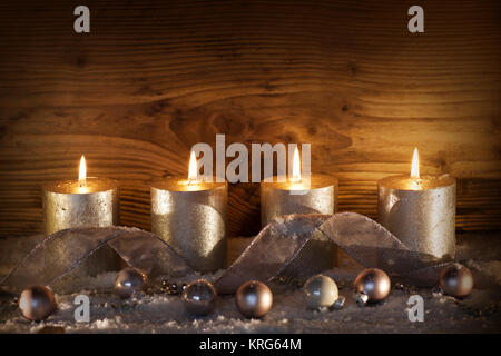 silver candles for the 4th advent Stock Photo
