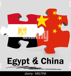 China and Egypt flags in puzzle Stock Photo