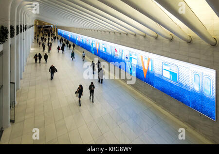 People in the walkway between Brookfield Place and the Oculus in the WTC Stock Photo