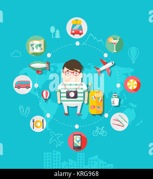 Icon set of travelling. Stock Photo