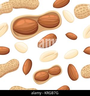 Seamless pattern wits set of peanuts vector illustration on white background web site page and mobile app design. Stock Vector