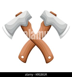 Two crossed axes for a logo or an object of decor flat style vector illustration isolated on white background website page and mobile app design. Stock Vector