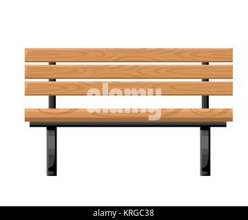 Outdoor bench metal and wood front view object for park cottage and yard vector illustration isolated on white background website page and mobile app  Stock Vector