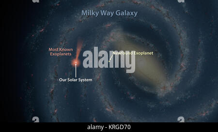 Like early explorers mapping the continents of our globe, astronomers are busy charting the spiral structure of our galaxy, the Milky Way. Using infrared images from NASA's Spitzer Space Telescope, scientists have discovered that the Milky Way's elegant spiral structure is dominated by just two arms wrapping off the ends of a central bar of stars. Previously, our galaxy was thought to possess four major arms.  This artist's concept illustrates the new view of the Milky Way, along with other findings presented at the 212th American Astronomical Society meeting in St. Louis, Mo. The galaxy's two Stock Photo