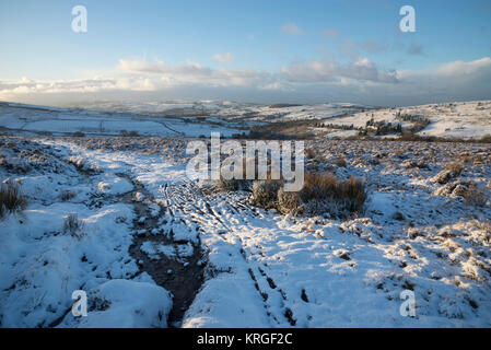 Beautiful snowy morning near Rowarth, Derbyshire in the English countryside. Stock Photo