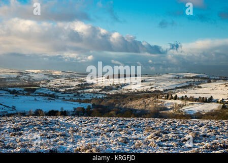 Beautiful snowy morning near Rowarth, Derbyshire in the English countryside. Stock Photo