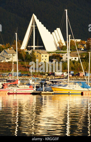 Arctic Cathedral, formally known as Tromsdalen Church or Tromsøysund Church, Tromso, Troms, Norway Stock Photo