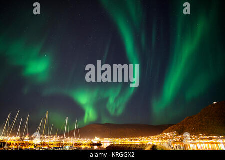 Aurora Borealis, Northern Lights over Tromso, Troms, Norway Stock Photo