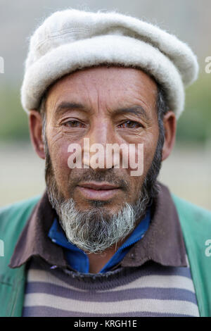 Old man, Balti people, Nubra Valley, Turtuk, Ladakh, Jammu and Kashmir, India Stock Photo